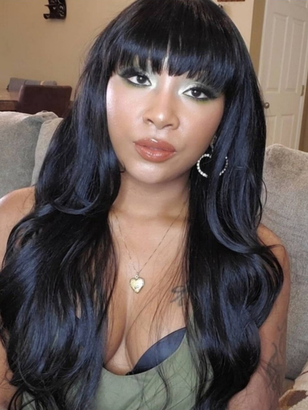 Long Wavy Women's Wig with Bangs  3 Wigs Bundle Black Brown 28"